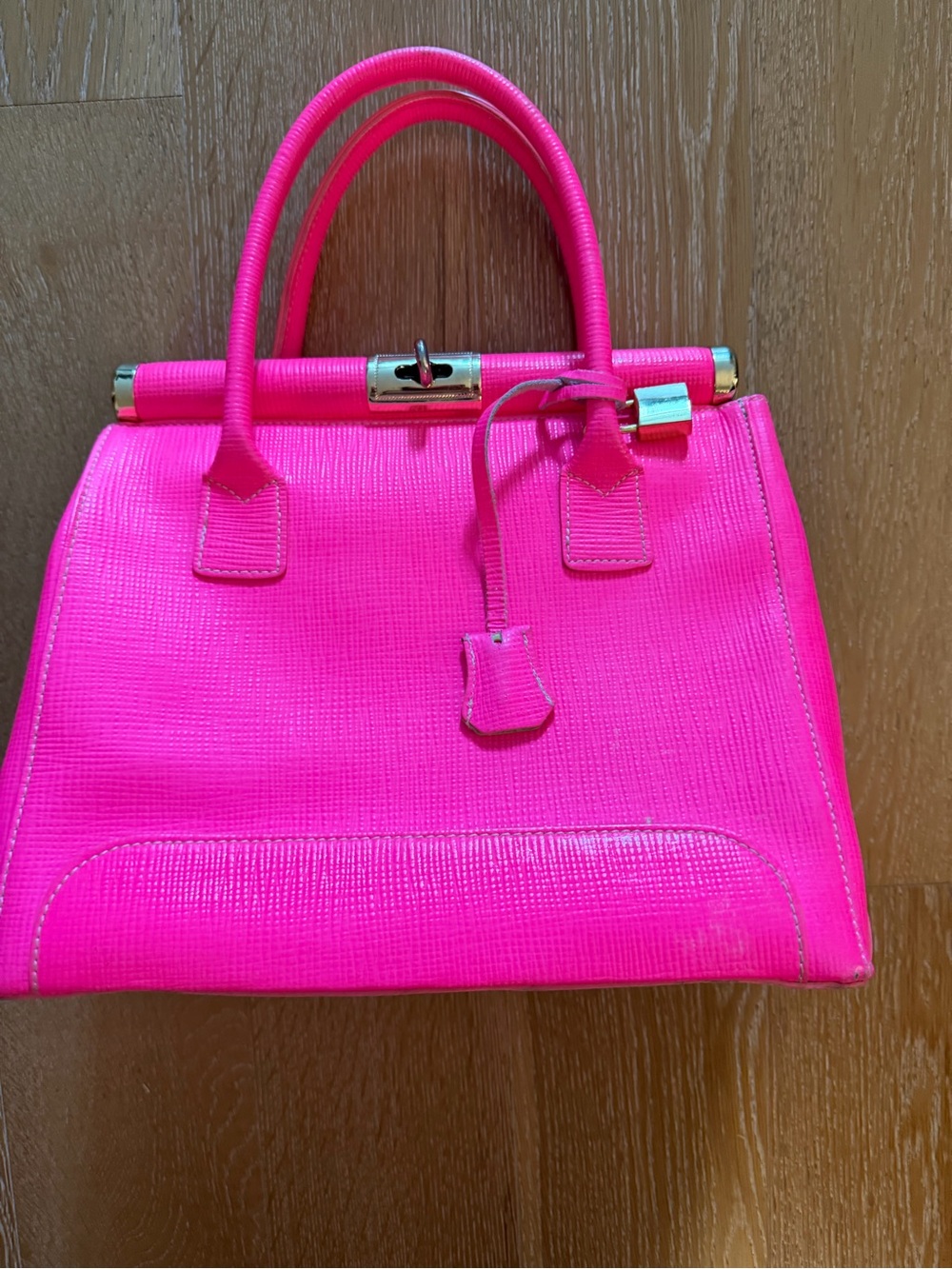 Structured Top-Handle Satchel in Vibrant Hot Pink